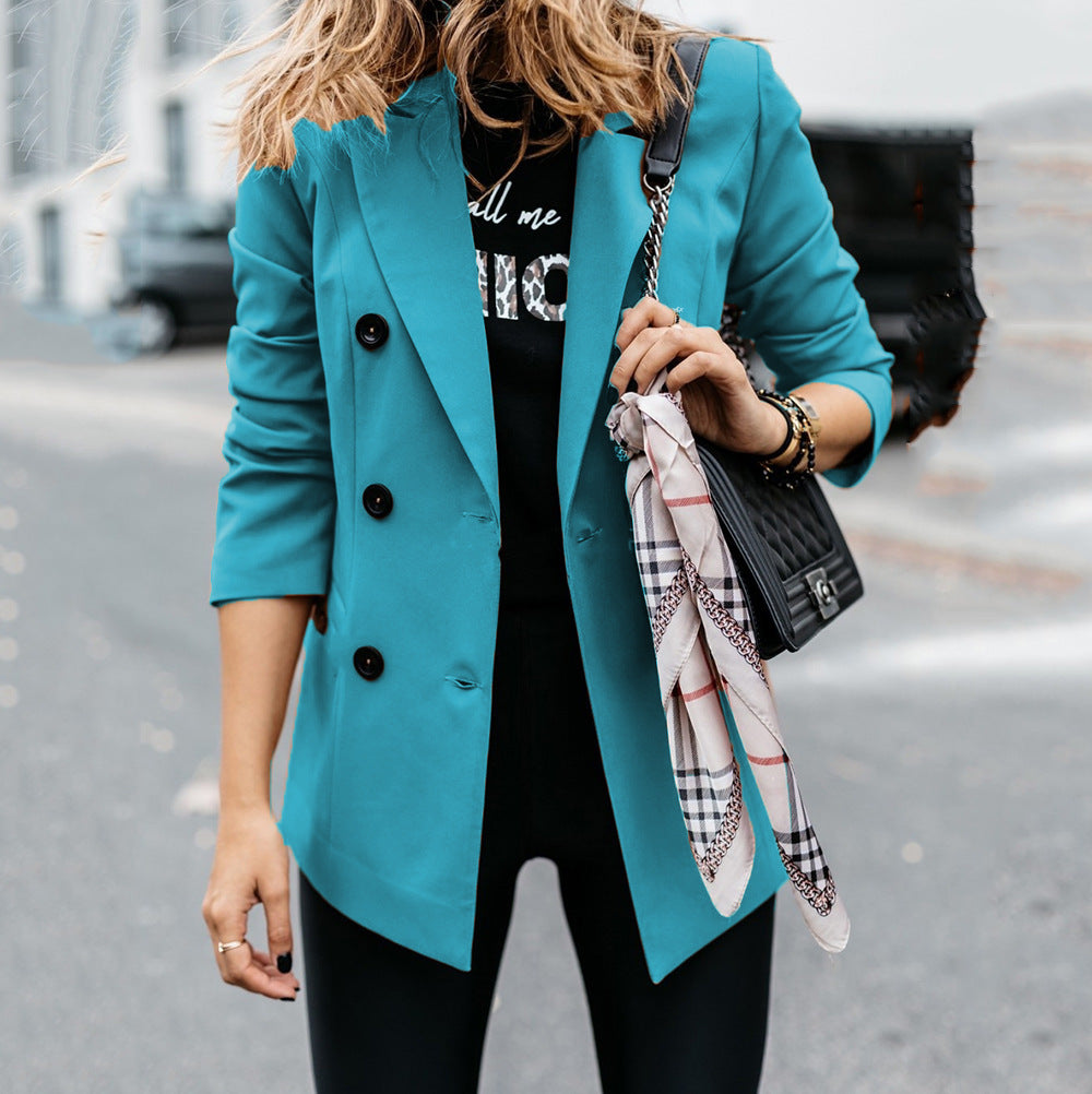 Damen eleganter Blazer mit doppelter Knopfleiste und tailliertem Schnitt Stalluxe