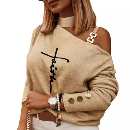 Damen Modischer Oversized Pullover mit Schulterausschnitt Stalluxe