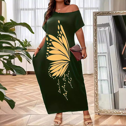 Damen Maxikleid mit elegantem Schmetterlingsmotiv Stalluxe