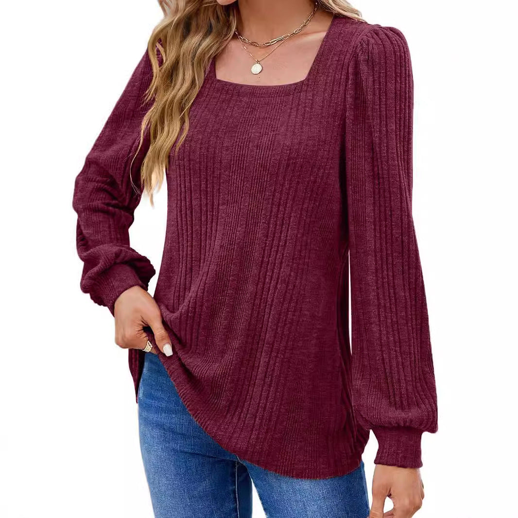 Women's Ribbed Puff Sleeve Sweater Stalluxe