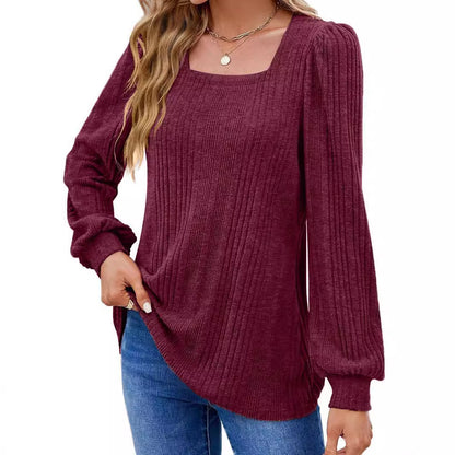 Women's Ribbed Puff Sleeve Sweater Stalluxe