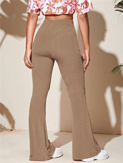 Damen Flared-Hose mit geripptem Design und hohem Bund Stalluxe