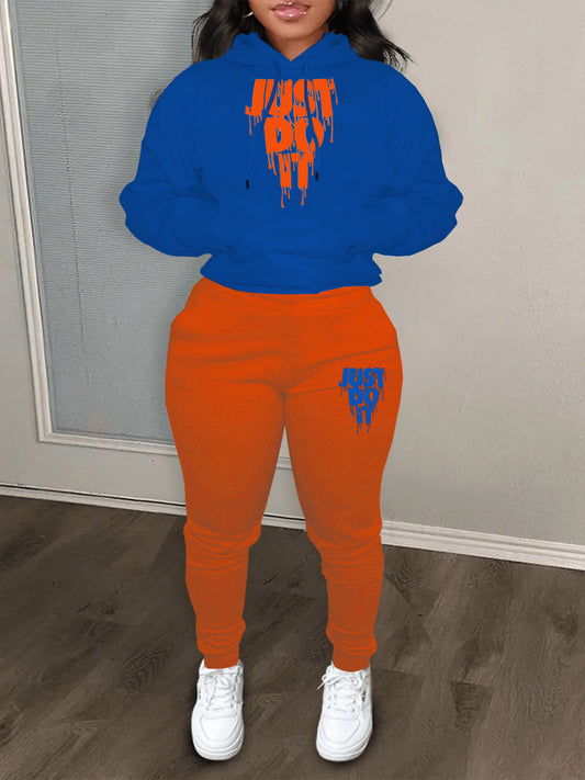 Damen Freizeit Sweatshirt und Jogginghose Set mit grafischem Aufdruck Stalluxe