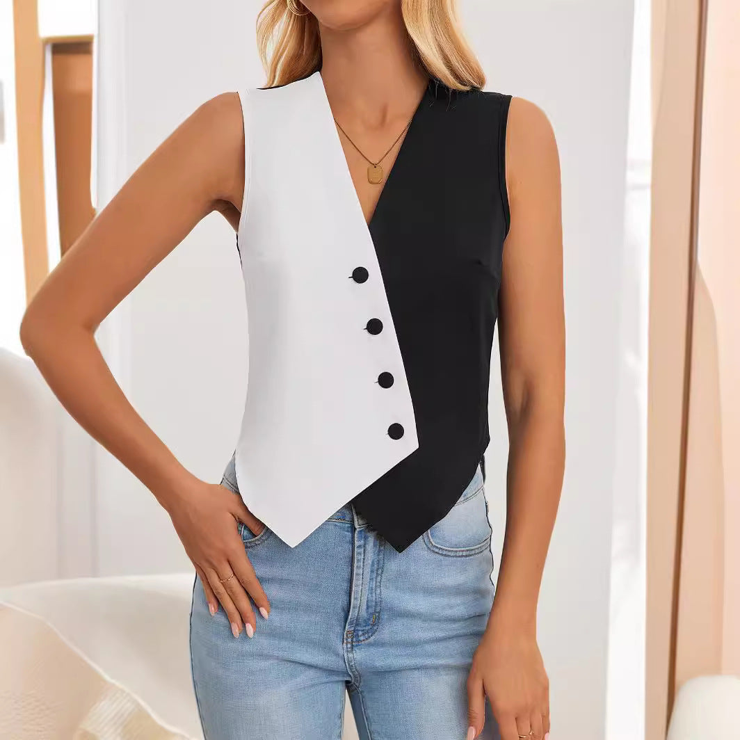 Damen Weste mit asymmetrischem Schnitt und Knopfdetails Stalluxe