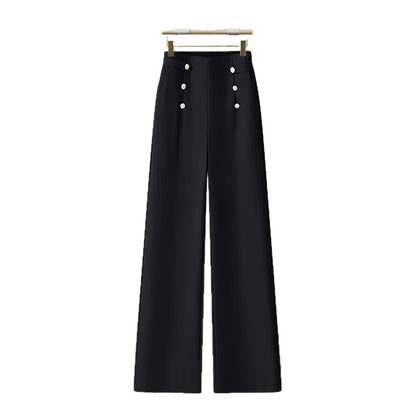 Damen elegante weite Hosen mit Dekorativen Knöpfen Stalluxe