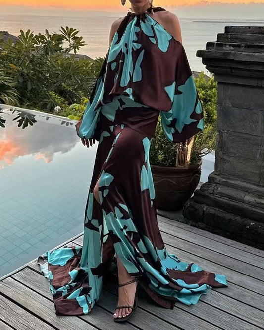 Damen Maxikleid mit asymmetrischem Design und fließendem Material Stalluxe