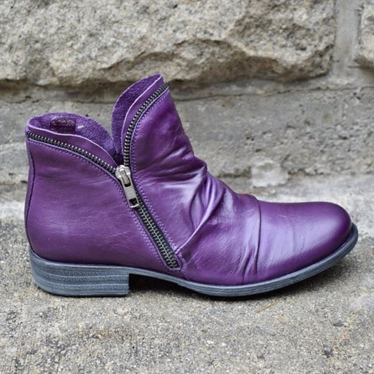 Damen modische Stiefeletten mit asymmetrischem Reißverschluss Stalluxe
