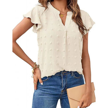 Damen Verspielte Bluse mit Rüschendetails und Strukturmuster Stalluxe
