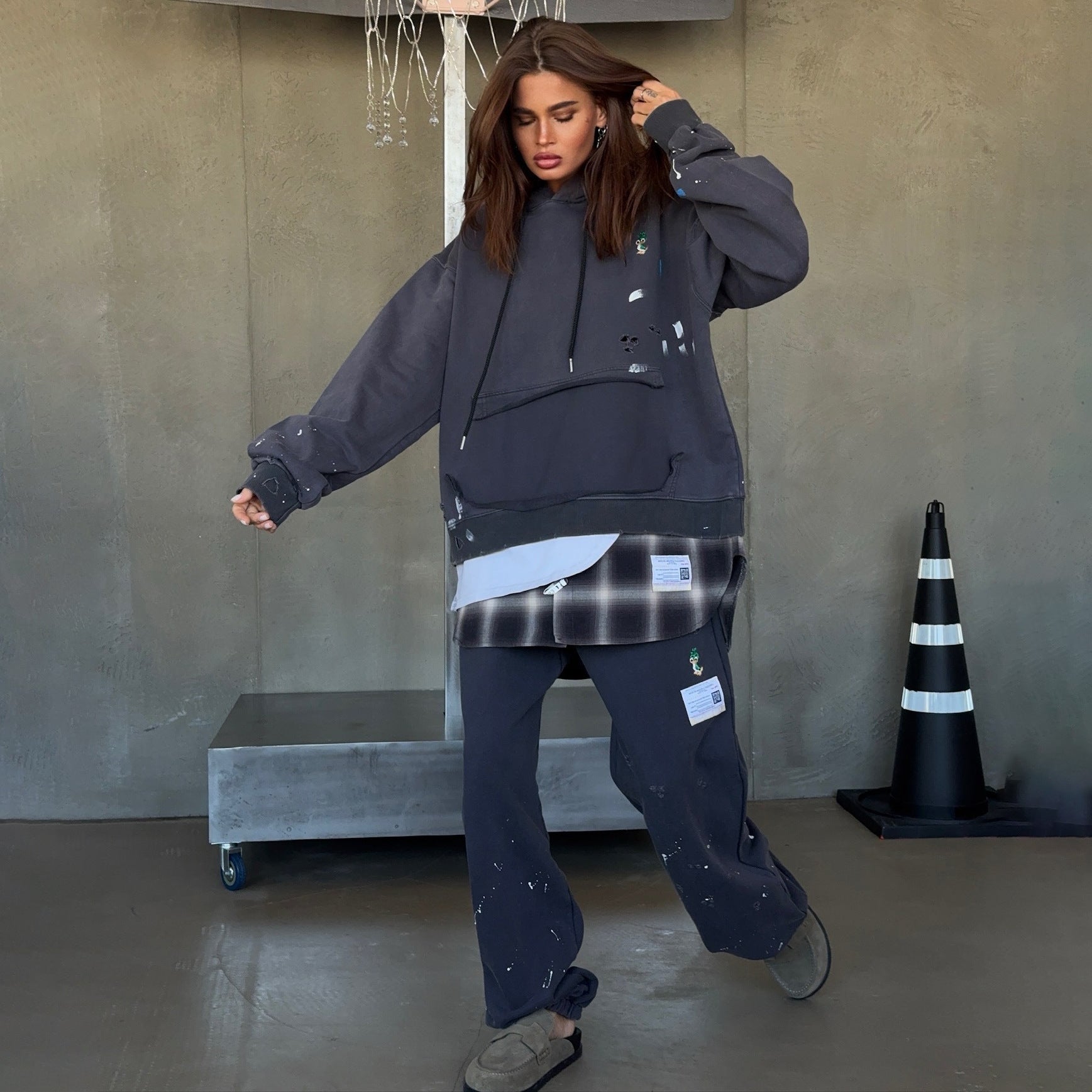 Damen Oversized Kapuzenpullover mit speziellen Designelementen Stalluxe