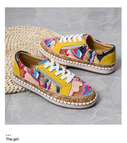 Damen Sportliche Sneakers mit buntem Stoffdesign und elastischer Sohle Stalluxe