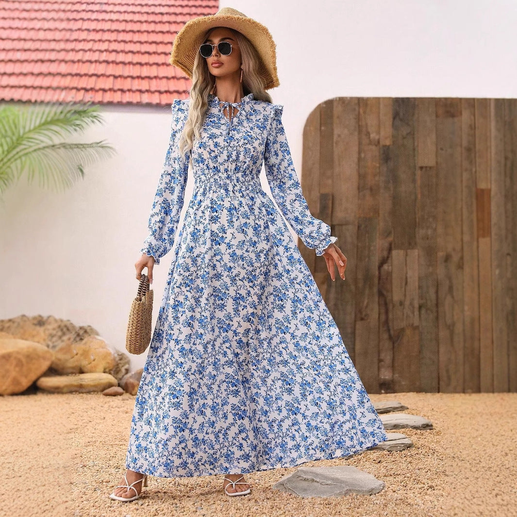 Damen Maxikleid mit schmeichelhaftem Schnitt und floralen Details Stalluxe