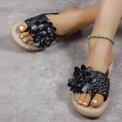 Damen modische Sandalen mit floralem Design und geflochtenem Obermaterial Stalluxe