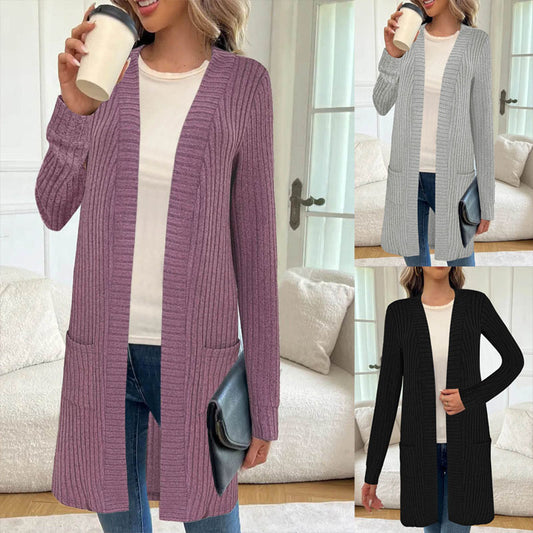 Damen Strickjacke mit asymmetrischem Saum und praktischen Taschen Stalluxe