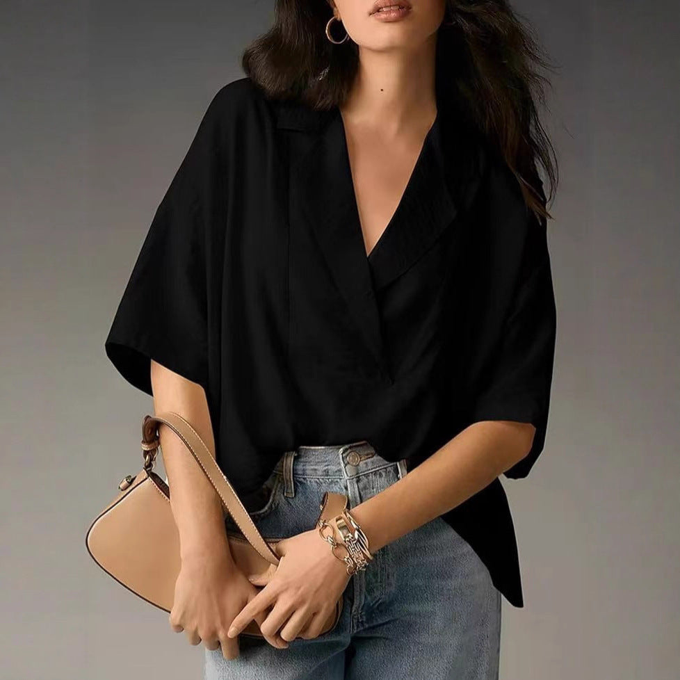 Damen lässige Seidenbluse mit schickem Schnitt Stalluxe