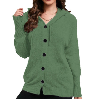 Damen Kuschelige Kapuzenjacke mit Knöpfen Stalluxe
