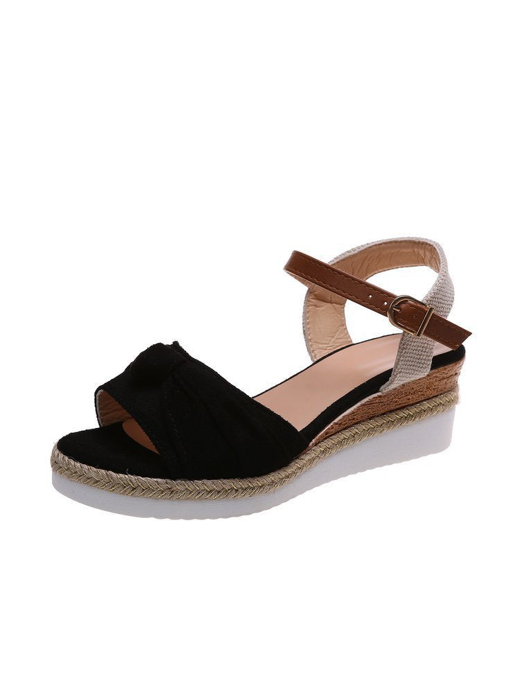Damen Wedge-Sandalen mit verstellbarem Riemen und elastischem Einsatz Stalluxe
