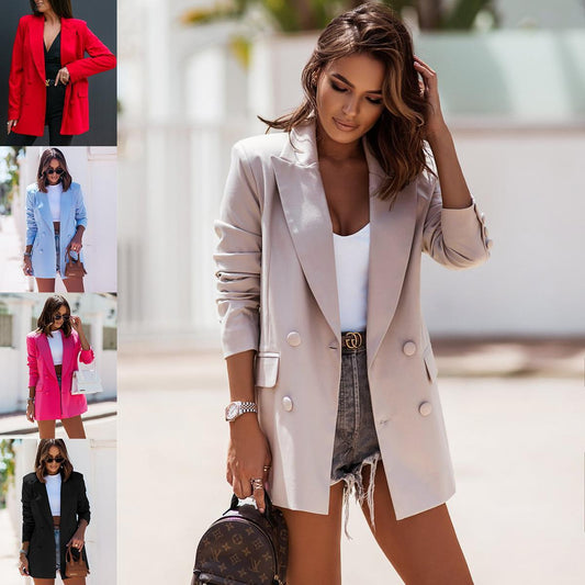 Damen Eleganter Oversized-Blazer mit doppelter Knopfleiste und schlichten Details Stalluxe