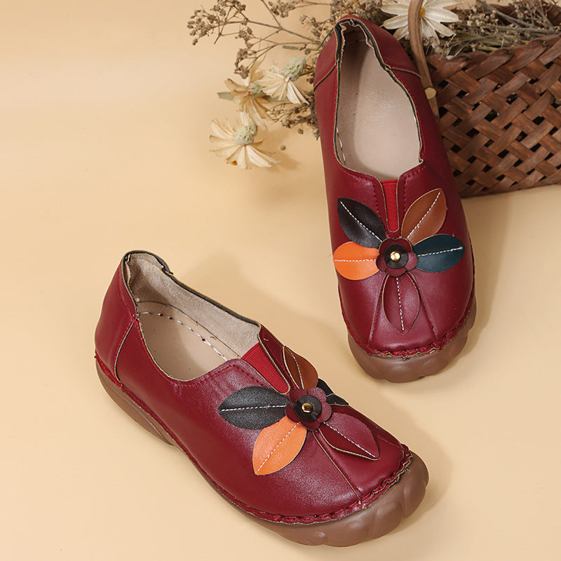 Damen bequeme Ballerinas mit floralem Design und elastischem Riemen Stalluxe