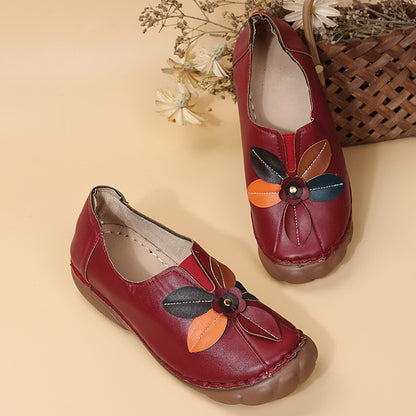 Damen bequeme Ballerinas mit floralem Design und elastischem Riemen Stalluxe
