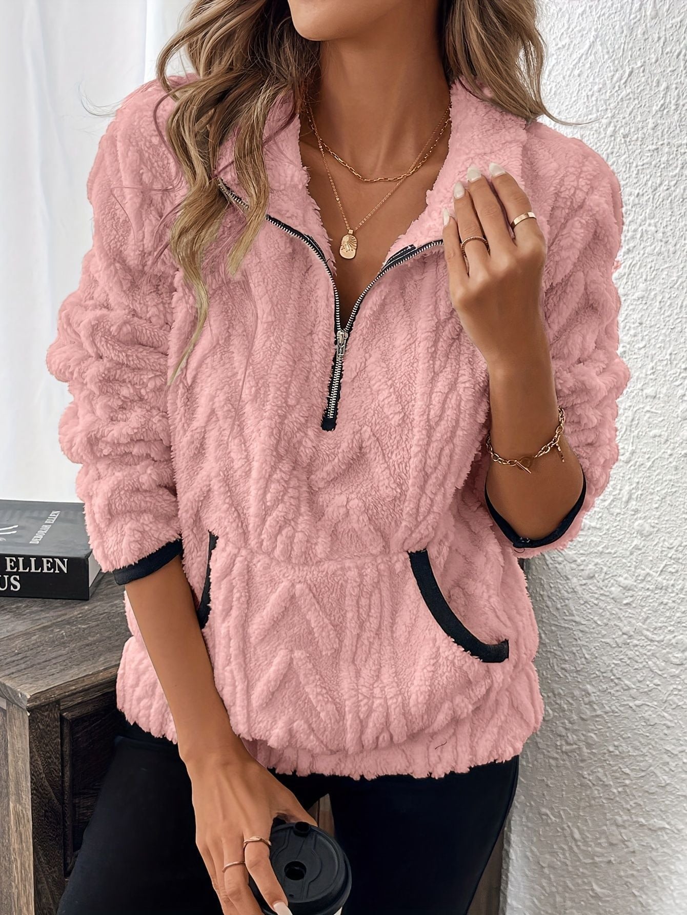 Damen Kuschelige Sweatjacke mit Stehkragen und praktischem Reißverschluss Stalluxe