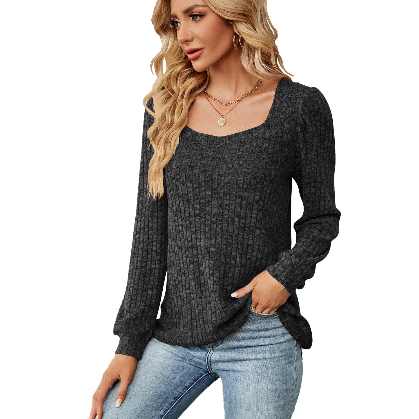 Damen bequemer Pullover mit strukturiertem Feinstrick und weitem Ausschnitt Stalluxe