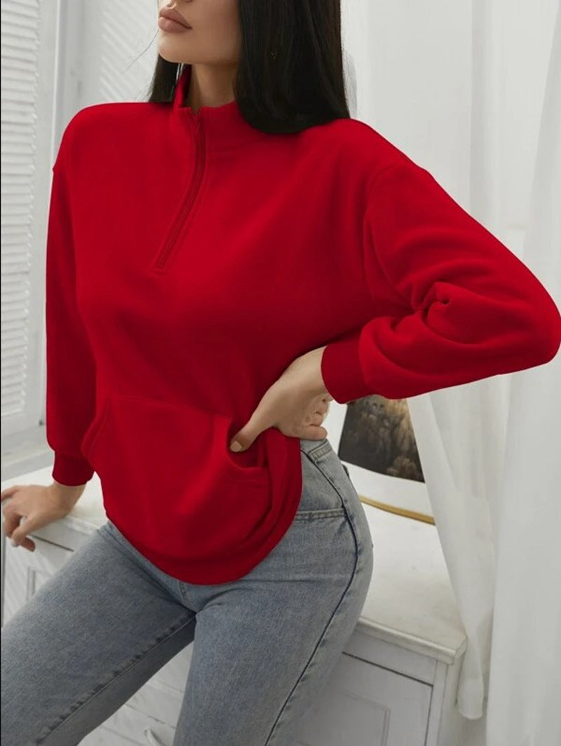 Damen bequemer Stehkragen Pullover Stalluxe