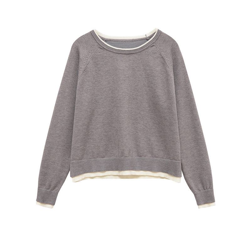 Damen modischer Sweatshirt mit doppellagigem Design Stalluxe Grau