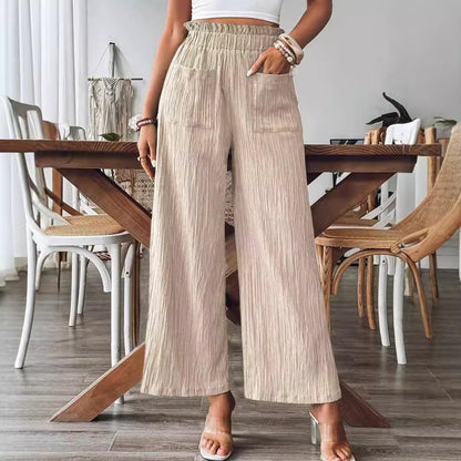 Damen Weite Plissee-Hose mit elastischem Bund und großzügigen Taschen Stalluxe