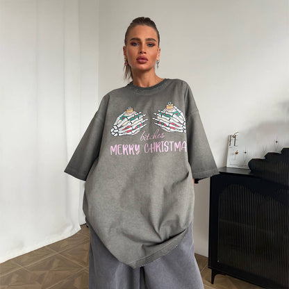 Damen Oversized Sweatshirt mit grafischem Weihnachtsmotiv Stalluxe