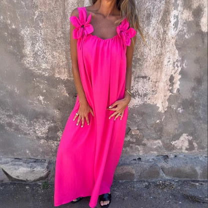 Damen Maxikleid mit verspielten Blumenapplikationen Stalluxe