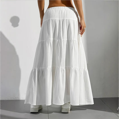 Damen Langer Faltenrock mit Taillenkordel und gestuftem Design Stalluxe