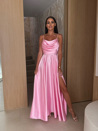 Damen Elegantes Abendkleid mit fließendem Schnitt und seitlichem Schlitz Stalluxe