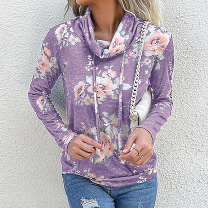 Damen lässiger Sweater mit Blumenmuster und hochgeschlossenem Kragen Stalluxe