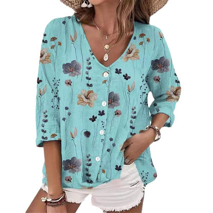 Damen Bluse mit floralem Design und knöpfbarer Vorderseite Stalluxe
