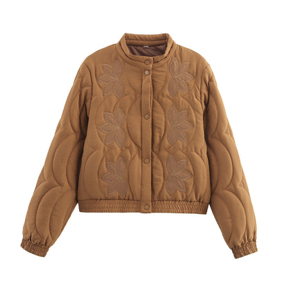 Damen gesteppte Übergangsjacke mit floralem Stickdesign Stalluxe