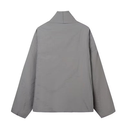 Damen modulare Wickeljacke mit taillierbarem Design und hohem Kragen Stalluxe