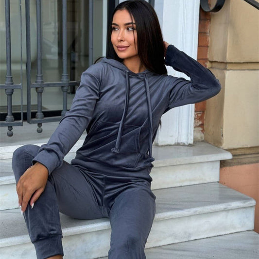 Damen Fleece-Jogginganzug mit Kapuze und elastischem Bund Stalluxe
