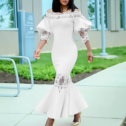 Damen Elegantes Etuikleid mit Spitzenärmeln Stalluxe