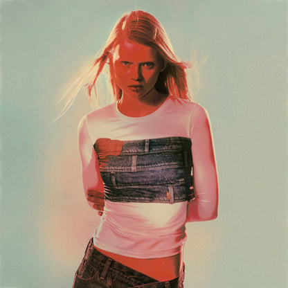 Damen Langarmshirt mit kreativem Denim-Druck und figurbetontem Schnitt Stalluxe