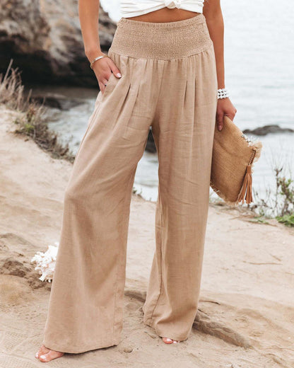 Damen Leichte und weite Sommerhose mit elastischem Bund Stalluxe