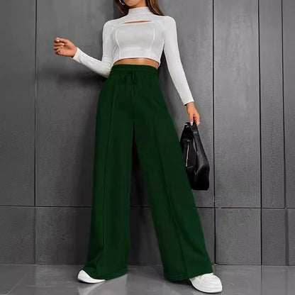 Damen Weit geschnittene Freizeithose mit elastischem Bund und praktischen Taschen Stalluxe