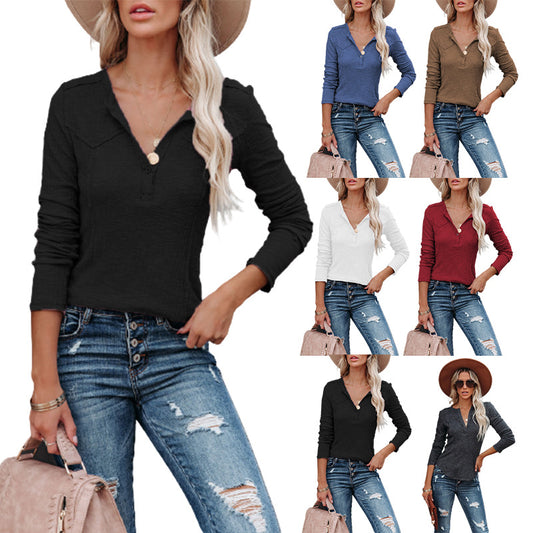 Damen Langarmshirt mit Knopfdetail und Western-Schulterdesign Stalluxe