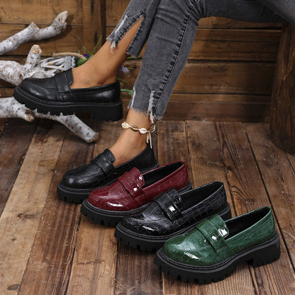 Damen Mokassins mit modernem Kroko-Design und robustem Profil Stalluxe