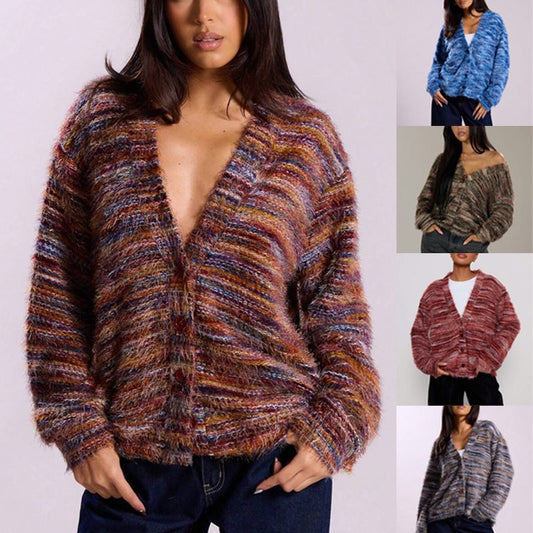 Damen lässiger Cardigan aus Flauschigem Strukturgewebe Stalluxe