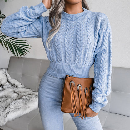 Damen Grobstrickpullover mit verlängertem Bund und Kunstleder-Applikationen Stalluxe