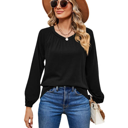 Damen lässiges Longsleeve Oberteil mit raffinierten Rüschendetails Stalluxe