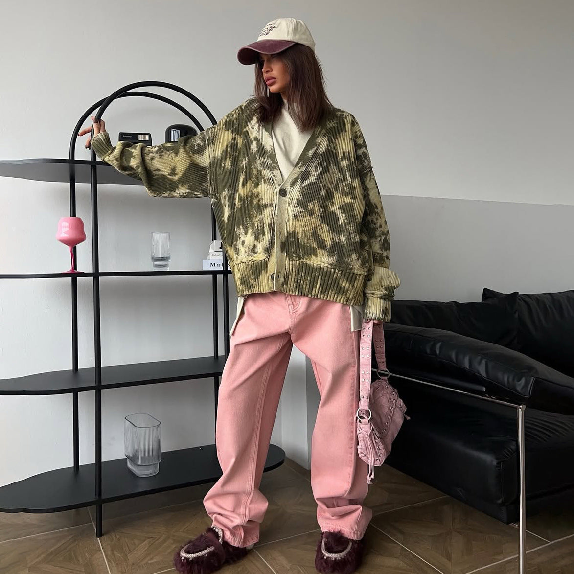 Damen Oversized Strickjacke im modernen Tie-Dye-Design Stalluxe