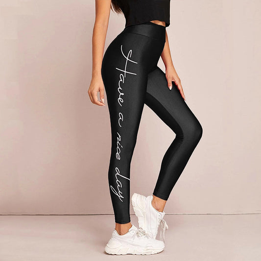 Damen Sportleggings mit inspirierendem Schriftzug und hohem Bund Stalluxe
