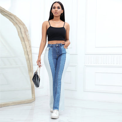 Damen High-Waist Bootcut Jeans mit zwei verschiedenen Waschungen Stalluxe Blau