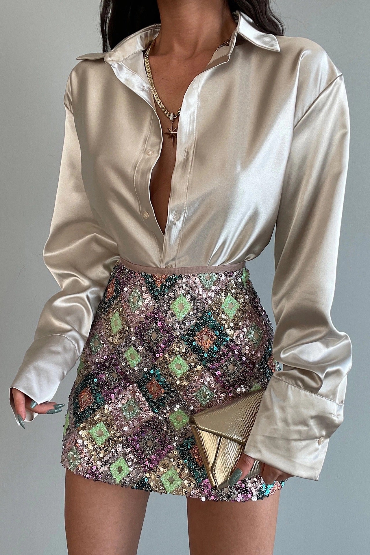 Damen Satinhemd mit oversized Schnitt Stalluxe